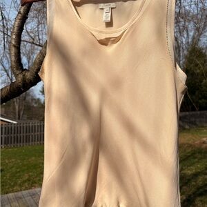 J. Crew Women's Cream Sleeveless Silk Double Layer Tank